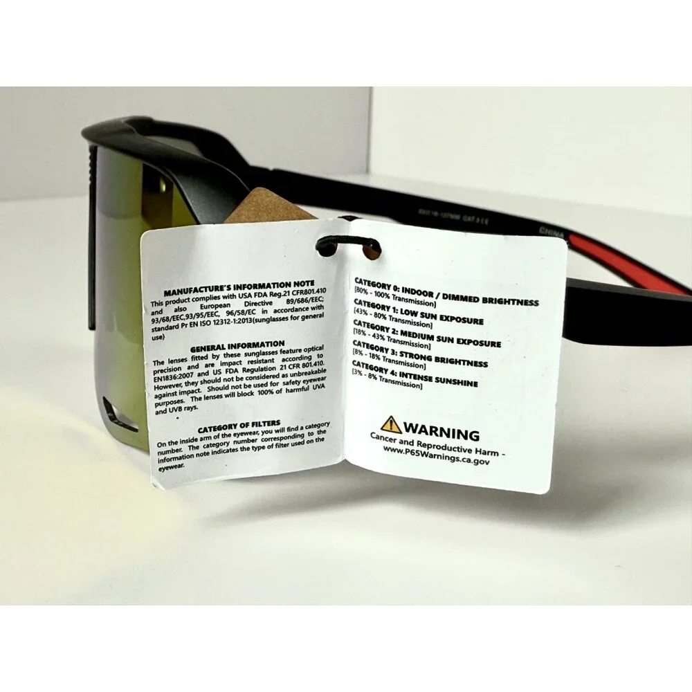 Hang Ten Shield Sunglasses Black Frame Yellow Mirror Lens Sport Unisex 63 16 New